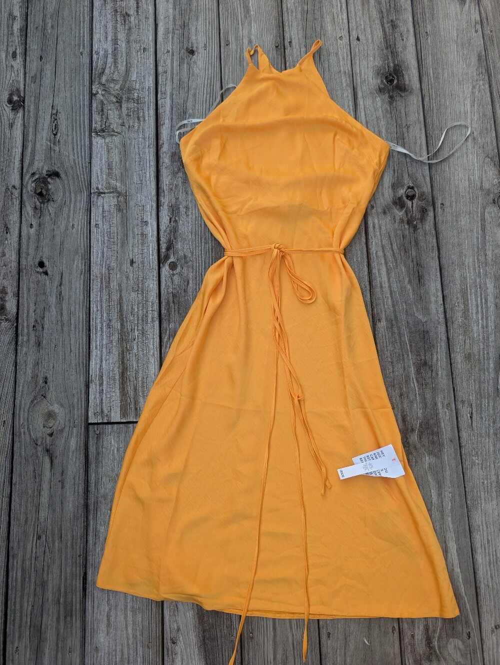 Asos Dress NWT Size 6 Orange Midi Ties Satin Romantic Summer Vacation